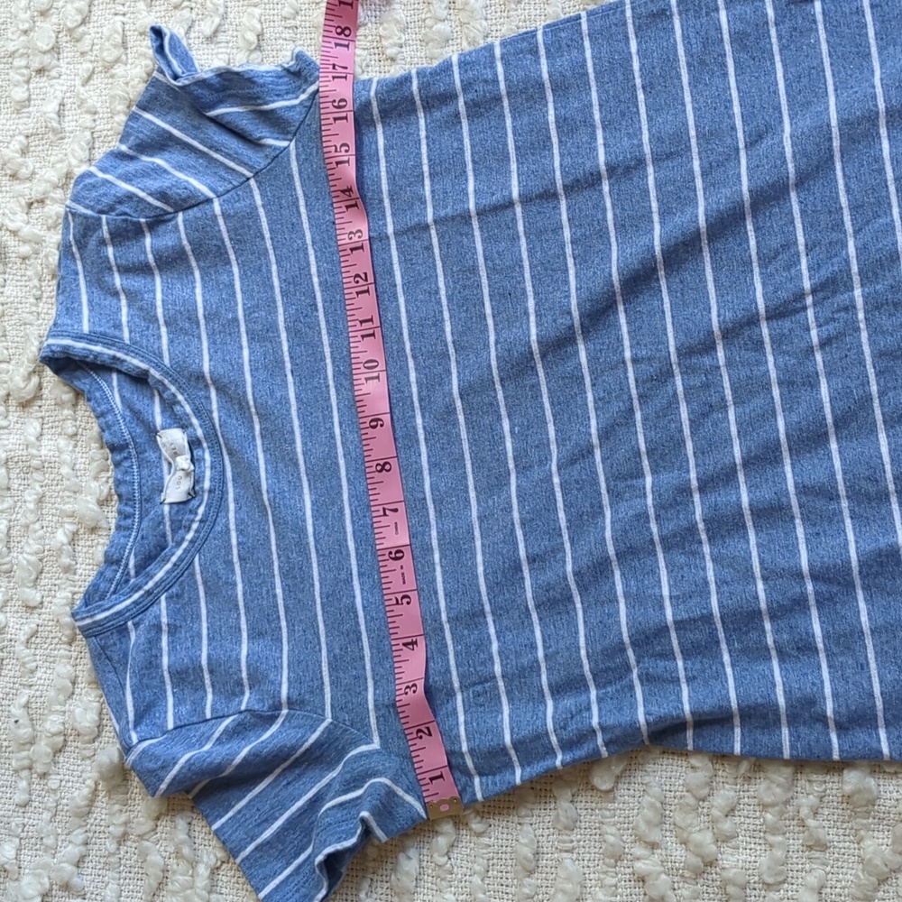 Lou & Grey Linen Blend Light Blue Stripe T Shirt Dress Small - Picture 6 of 8
